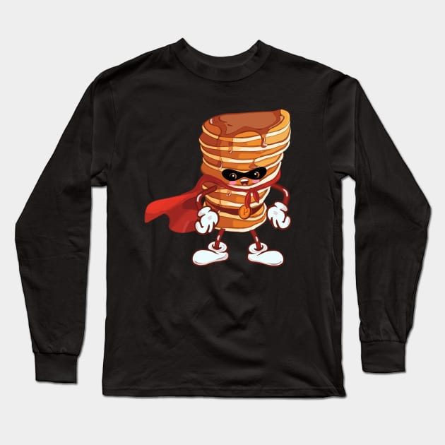 Captain pancake kawaii hero Long Sleeve T-Shirt by Collagedream